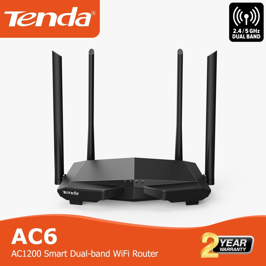 Tenda AC6 AC1200 Cerdas Router WiFi5 Dual-band