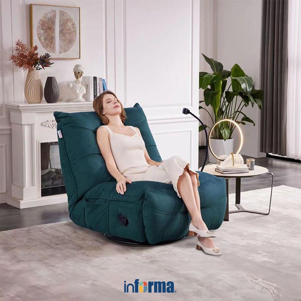 Informa Cheers Melody Sofa Recliner Rocking Fabric 1 Seater Tempat Rebahan Sofa Santai Ruang Tamu Re