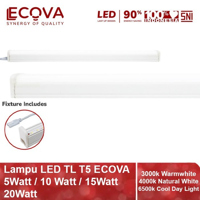 Ecova Lampu TL T5 LED Neon 5 10 15 20W Watt