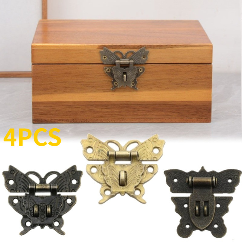1SET/4PCS Kunci Pengait Box /  Klem Koper / Gembok Box Kuncian Kotak Mahar Seserahan Antik Gelap/ema