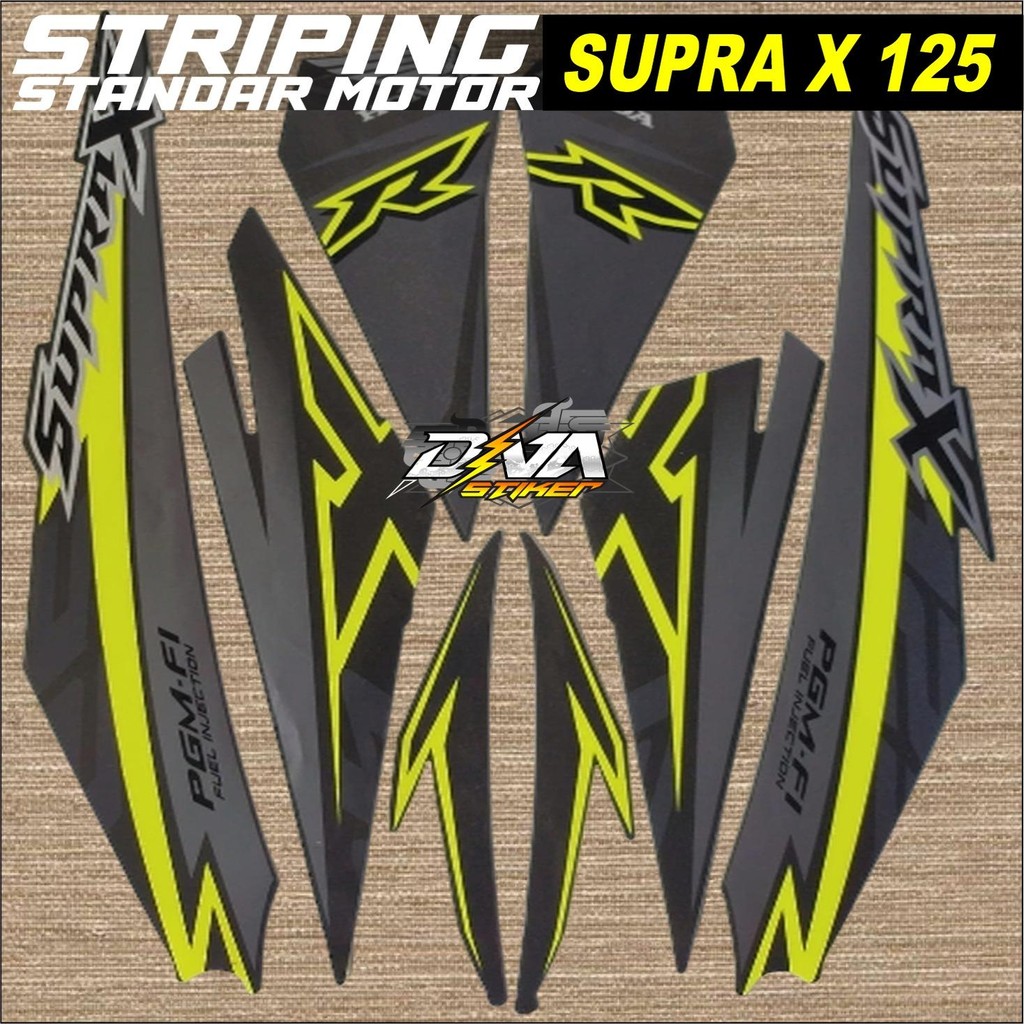 Striping stiker Honda Supra x 125 fi 2018 hitam kuning standart Fullset