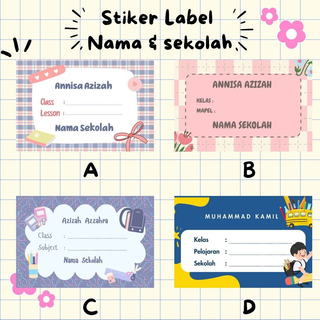 

Stiker Buku Mata Pelajaran Custom Nama/stiker Nama Buku/stiker Mapel Pakai Nama Ukuran A3