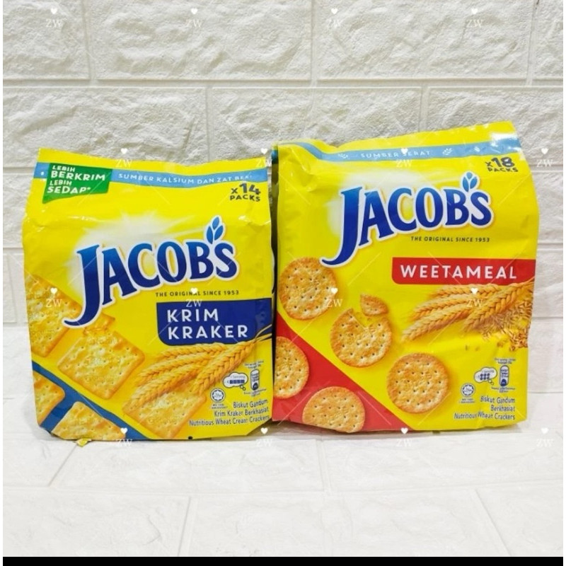 Biskuit Jacobs Cream Cracker | Jacob Low Sodium Hi-Fibre 504g Multipack [ 14pack x 4pcs ]