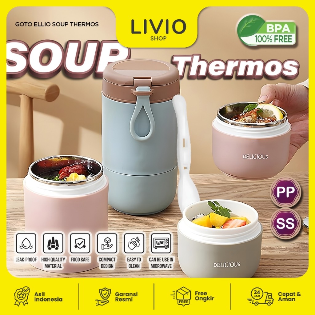 Goto Ellio Termos Sup Tempat Bekal Makan Tahan Panas Anti Tumpah