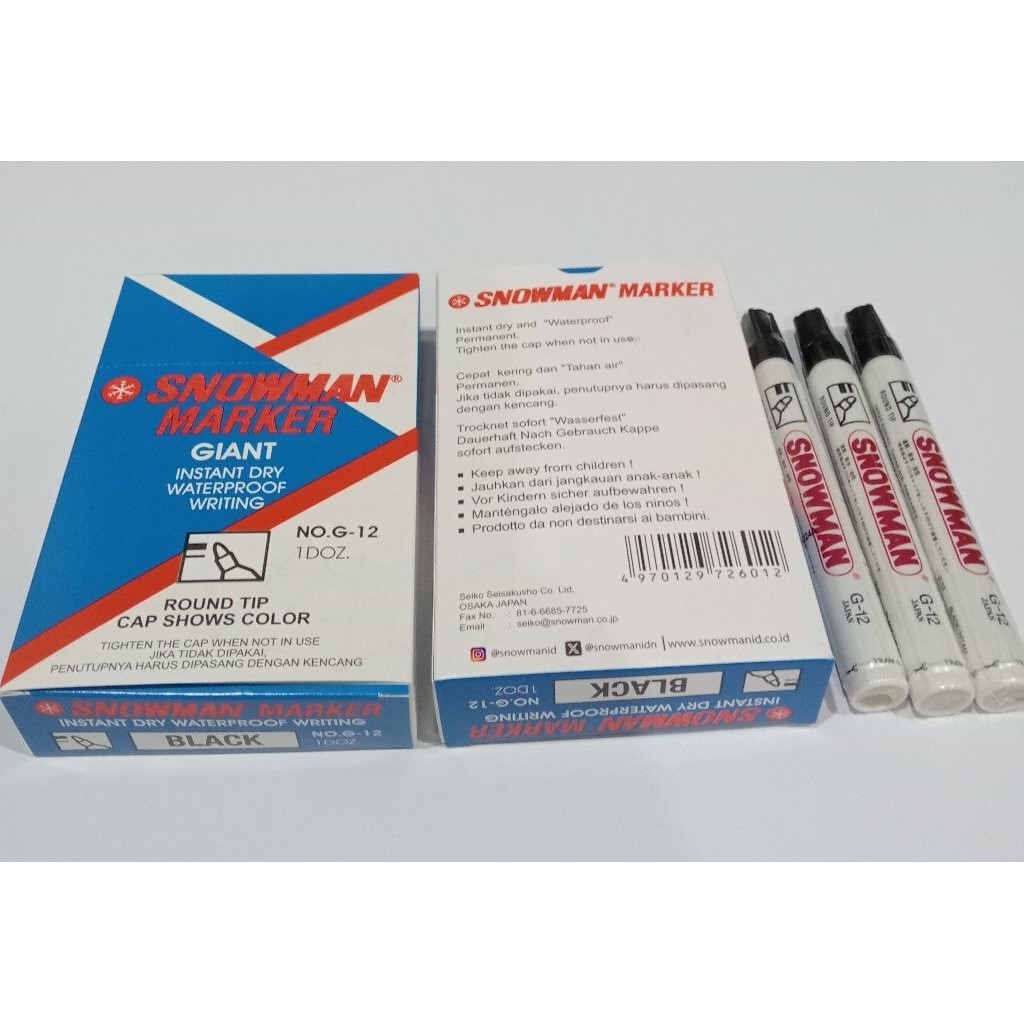 

JAMIN MURAH !!!Spidol Snowman Permanen G-12 (Lusin) Warna Hitam(BISA LANGSUNG ORDER)