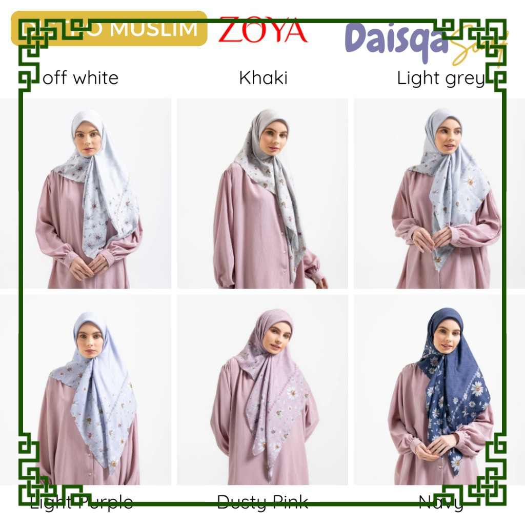Zoya DAISQA Scarf - CUCI GUDANG Kerudung Hijab Segi Empat Scarves Motif Voal Printing Promo Diskon B