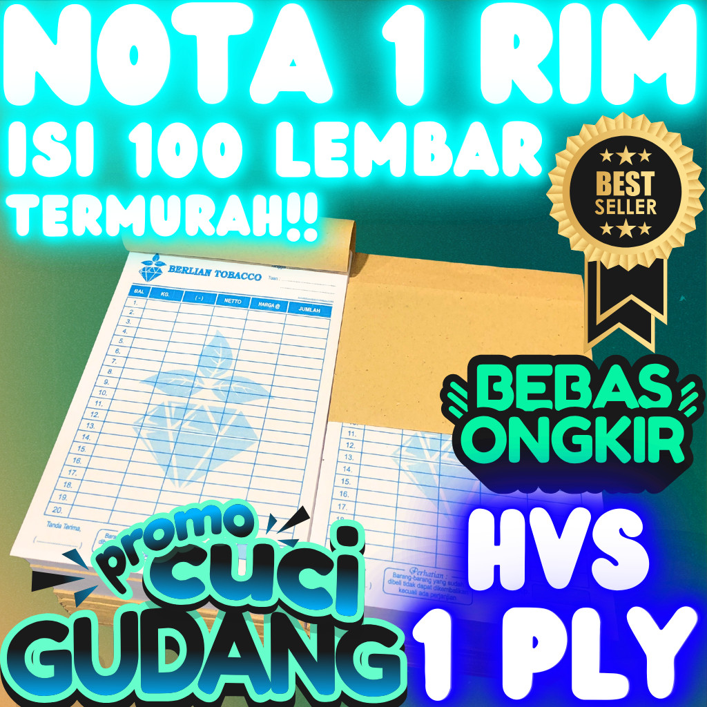 

NOTA CUSTOM 1 RIM HVS 75 GRAM 1 PLY TANPA RANGKAP ISI 100 LEMBAR GRATIS DESAIGN DAN LOGO TERCO