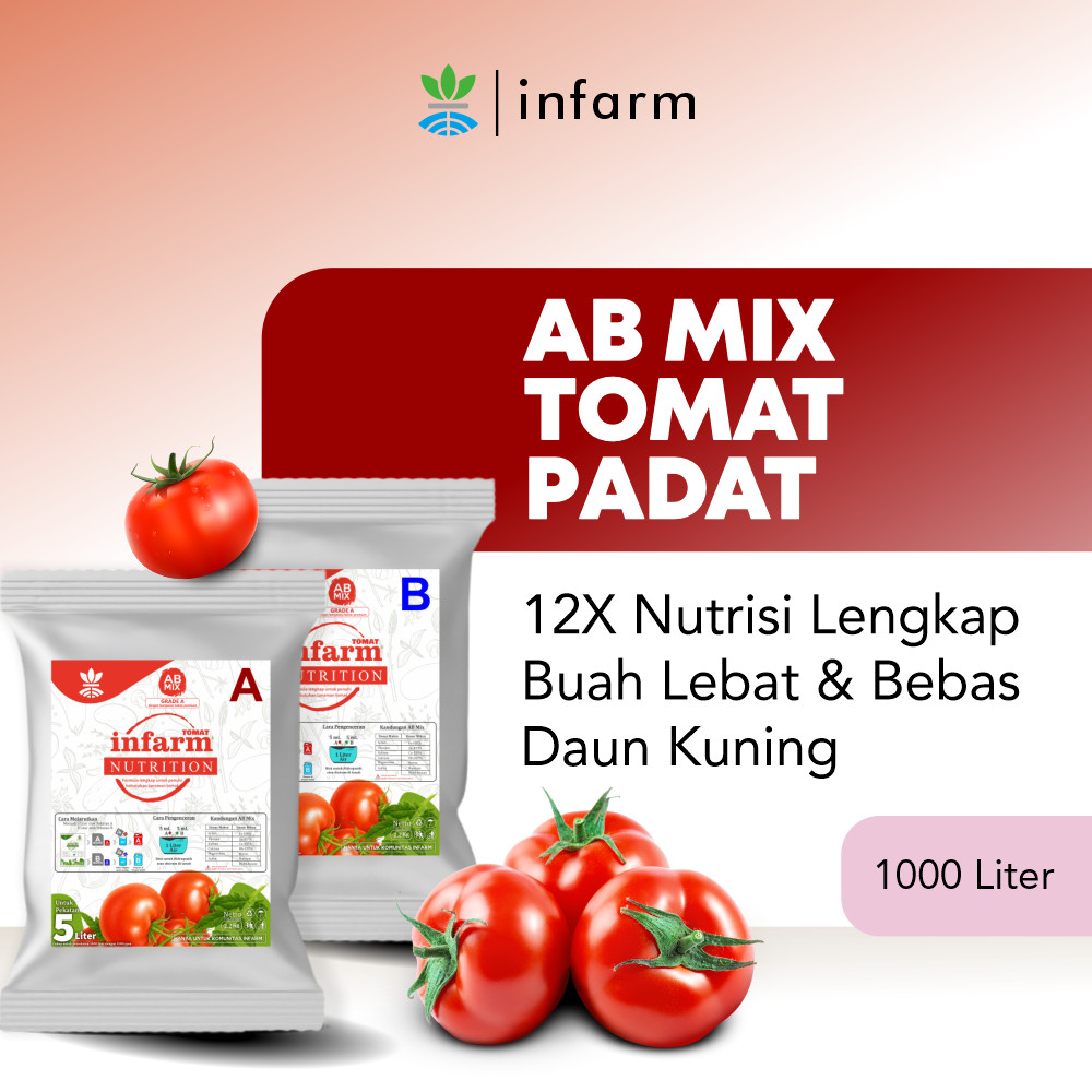 INFARM - Nutrisi Tanaman AB Mix Tomat 1000 Liter Pupuk untuk hidroponik dan Tanah  Infarm AB Mix Bub