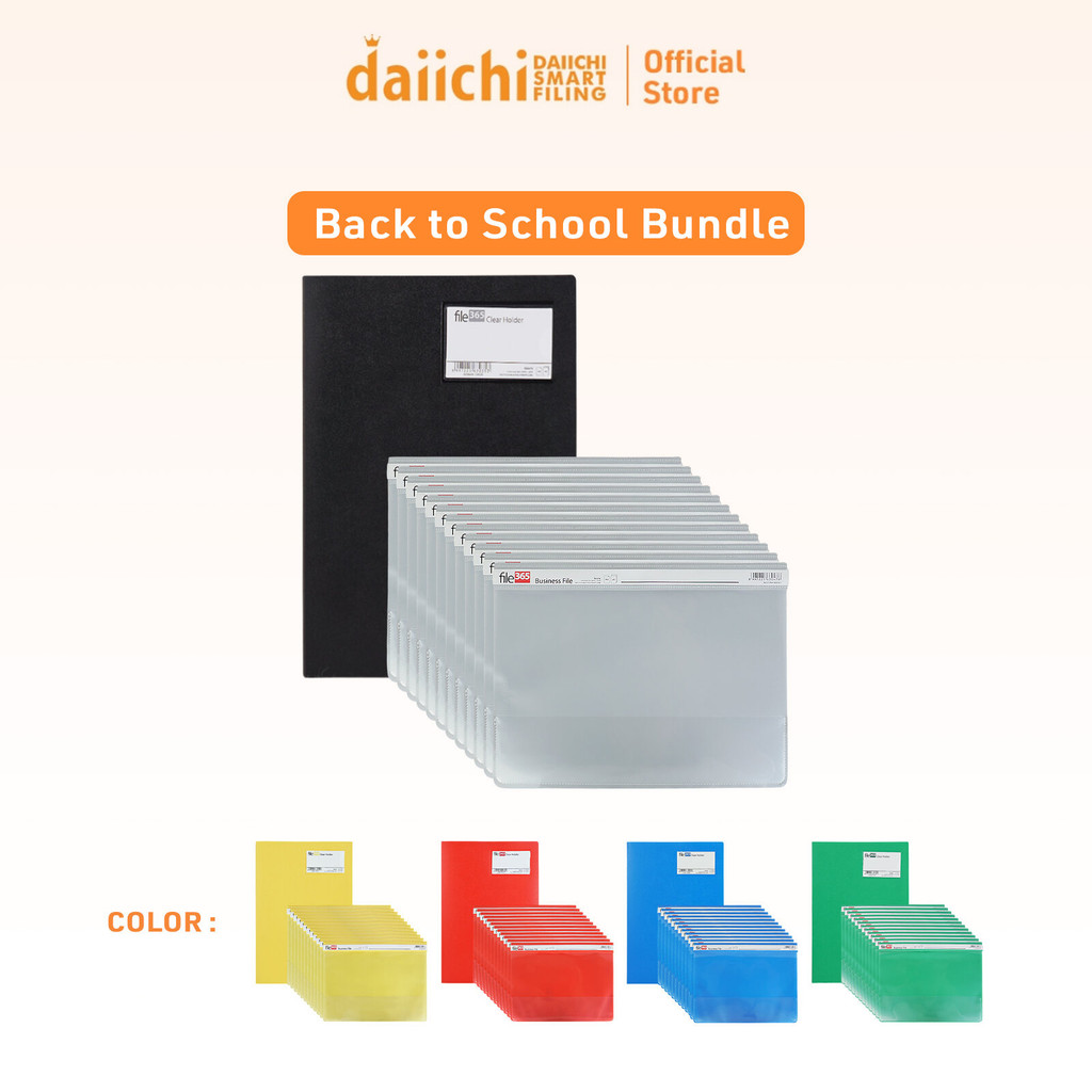 

daiichi Bundle Clear Holder & Banded Business File Size FC Paket Back to School BDL13