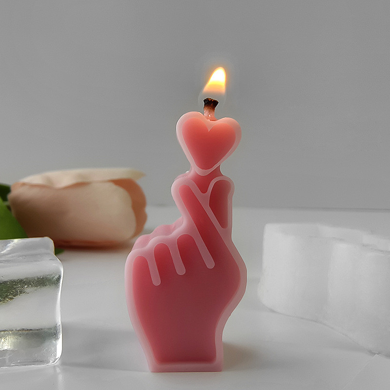 

3D Mini Heart Gesture Candle Silicone Mold DIY Candles Maker Chocolate Plaster Candle Cake Confession Decor Party Gifts