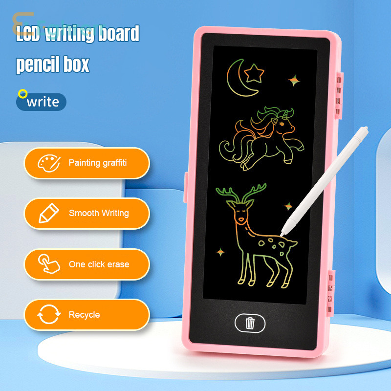 

Eeghrerr Cartoon Stationery Box LCD Painting Board Pencil Box Student Portable Storage Box Stationery
