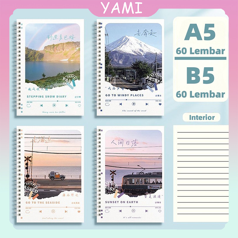 

A5 B5 Notebook Buku Binder / Sekolah Pemandangan Buku Notebook Aesthetic / Beautiful Landscape Cover Buku Notebook / Korea Cantik Menebal Buku Notebook