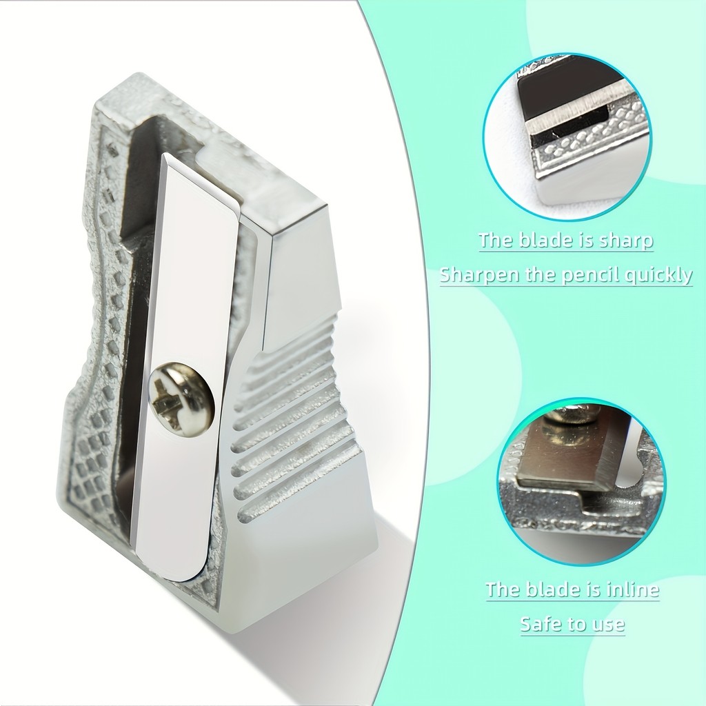 

10pcs Silver Pencil Sharpener Aluminum Alloy Manual Single Hole Portable Design Suitable Office Artistic Drawing Stationery