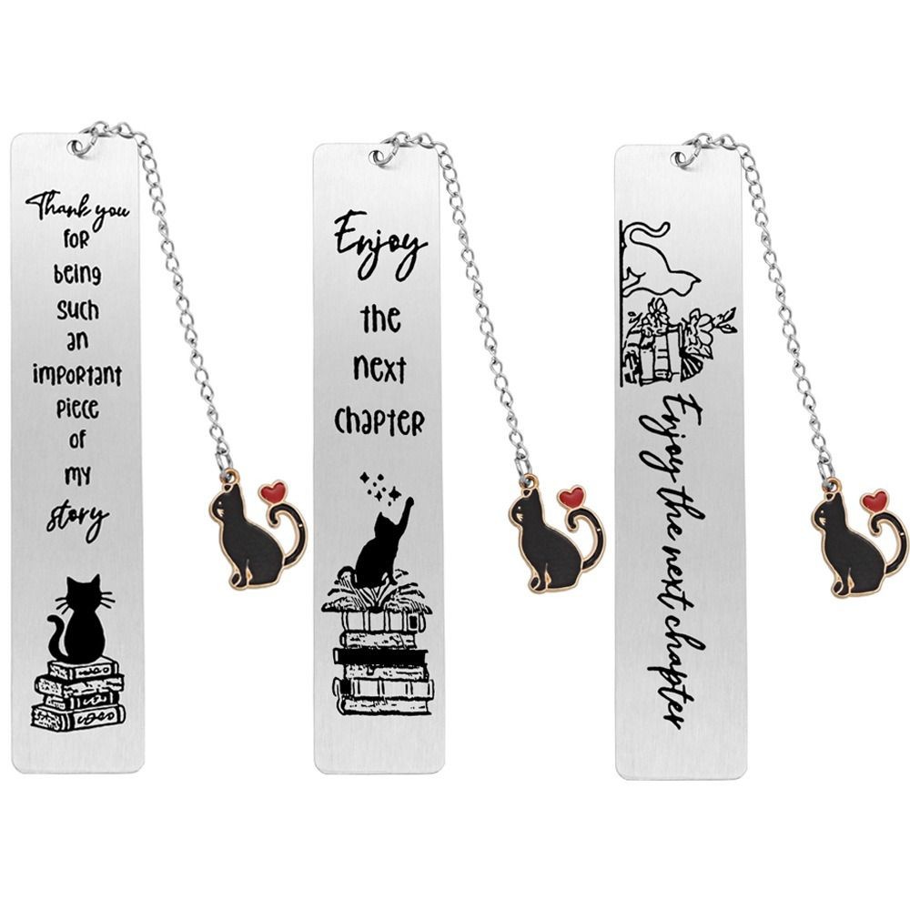 

New Metal Bookmarks Stainless Steel Letter Bookmark for Books Cartoon Long ain Cat Pendant Bookmark Student Stationery Gift