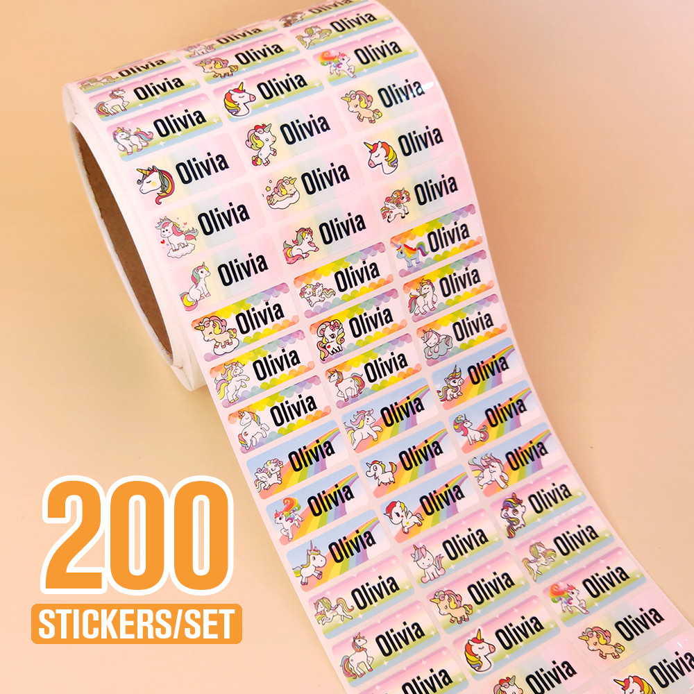 

Custom Name Tag Sticker Waterproof Kawaii Stickers Decals Personalized First Name Label for Children School Stationery Bottle