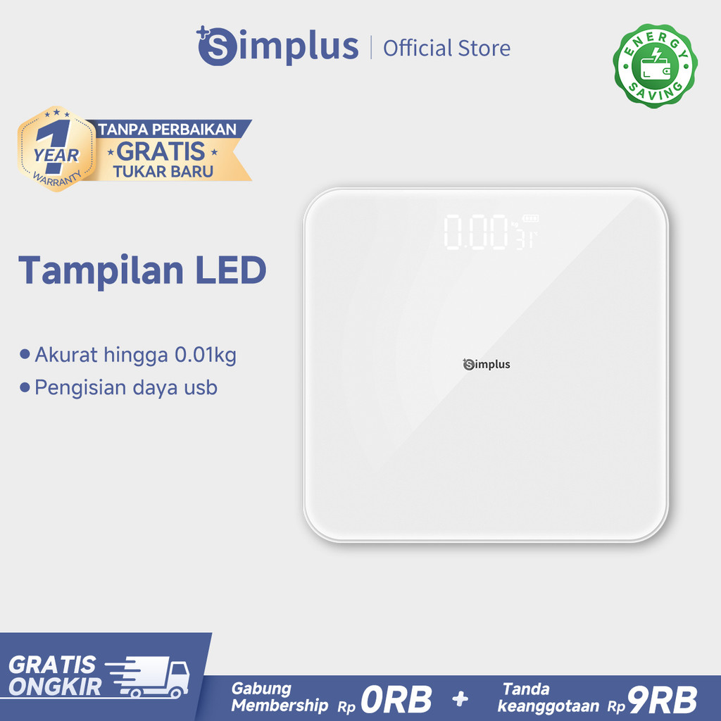Simplus Timbangan Berat Badan Timbangan Elektronik Kecil Rumah Tangga Pengisian Daya USB