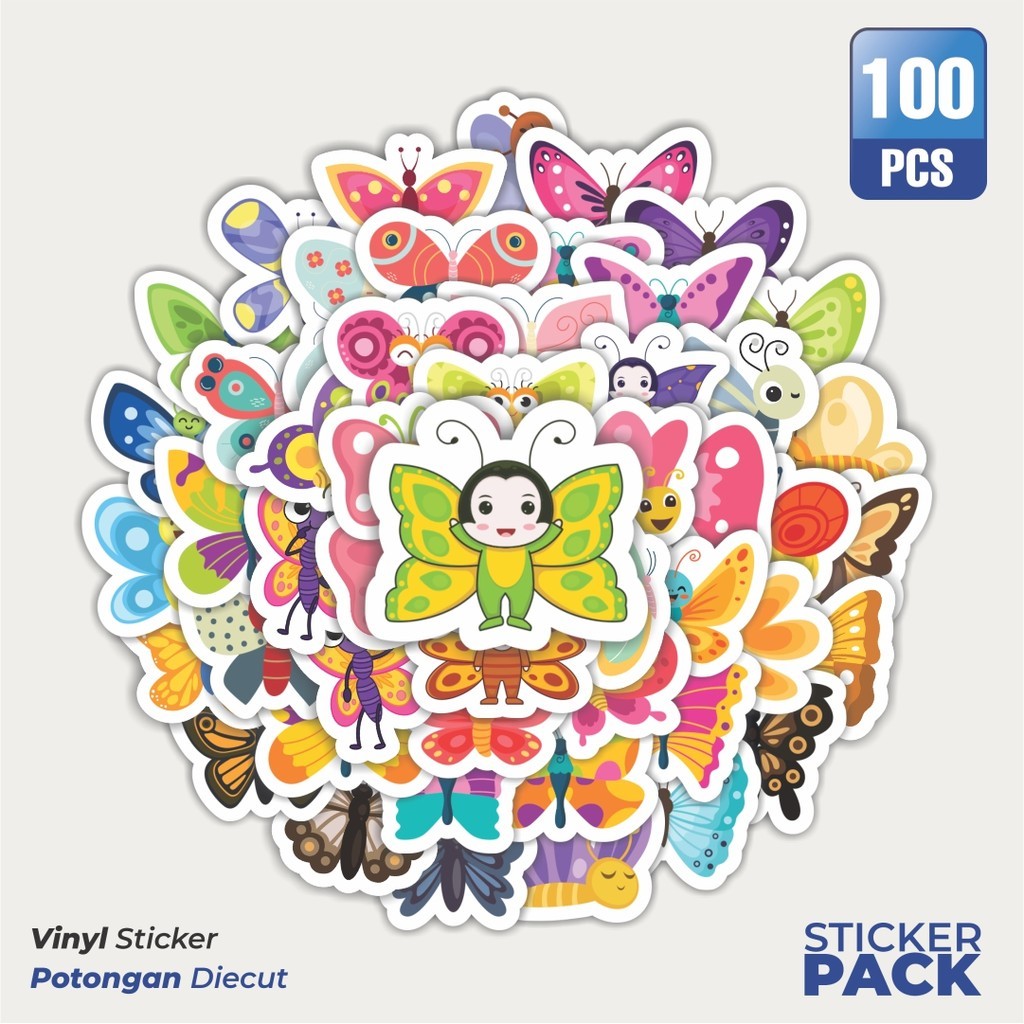 

Stiker Vinyl Kupu kupu Waterproof Aesthetic- Untuk Laptop, Motor, dan Helm - Paper Stationery Pack