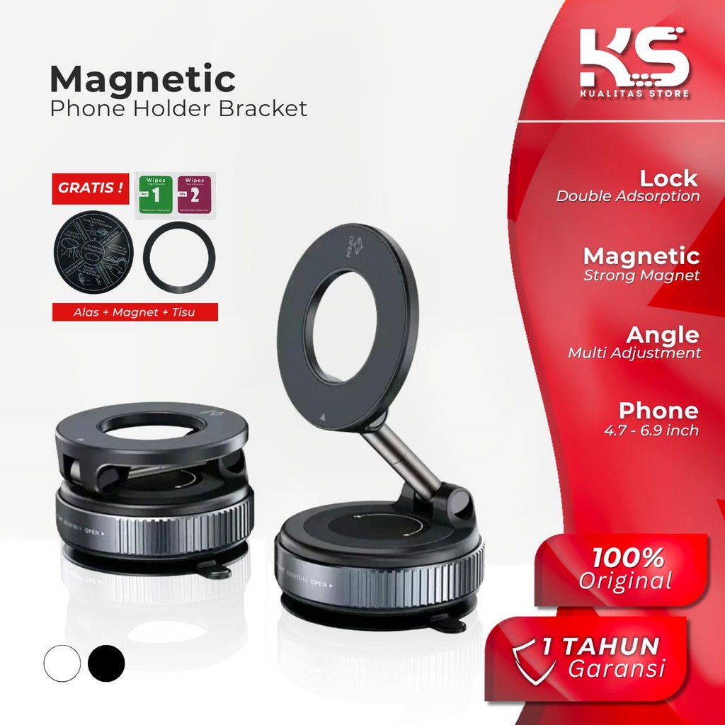 Holder Handphone Magnetic Vacuum Suction 360 Rotation Strong Phone Holder Tempel Mobil Meja Dinding