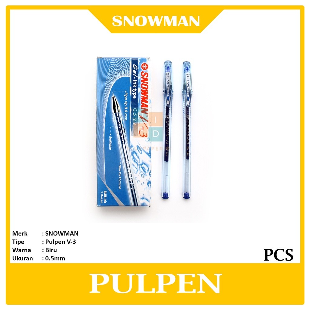 

KlikIniAja SNOWMAN - Pulpen Gel Pen V-3 Pen gel 0.5mm Merah & Biru - Pcs