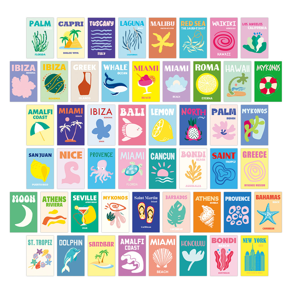 

50pcs Wall Post Travel Postcards, Holidays Birthday Gifts Diy Photo Wall Postcards For Bedroom Photo Album Party Decorations