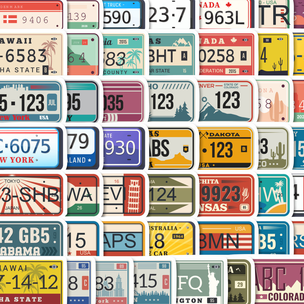 

Stiker Cutting Pack Number Plate Vintage [Plat Nomor Antik] Isi 100Pcs Series Aesthetic Lucu Keren Untuk Koper Bahan Vynil