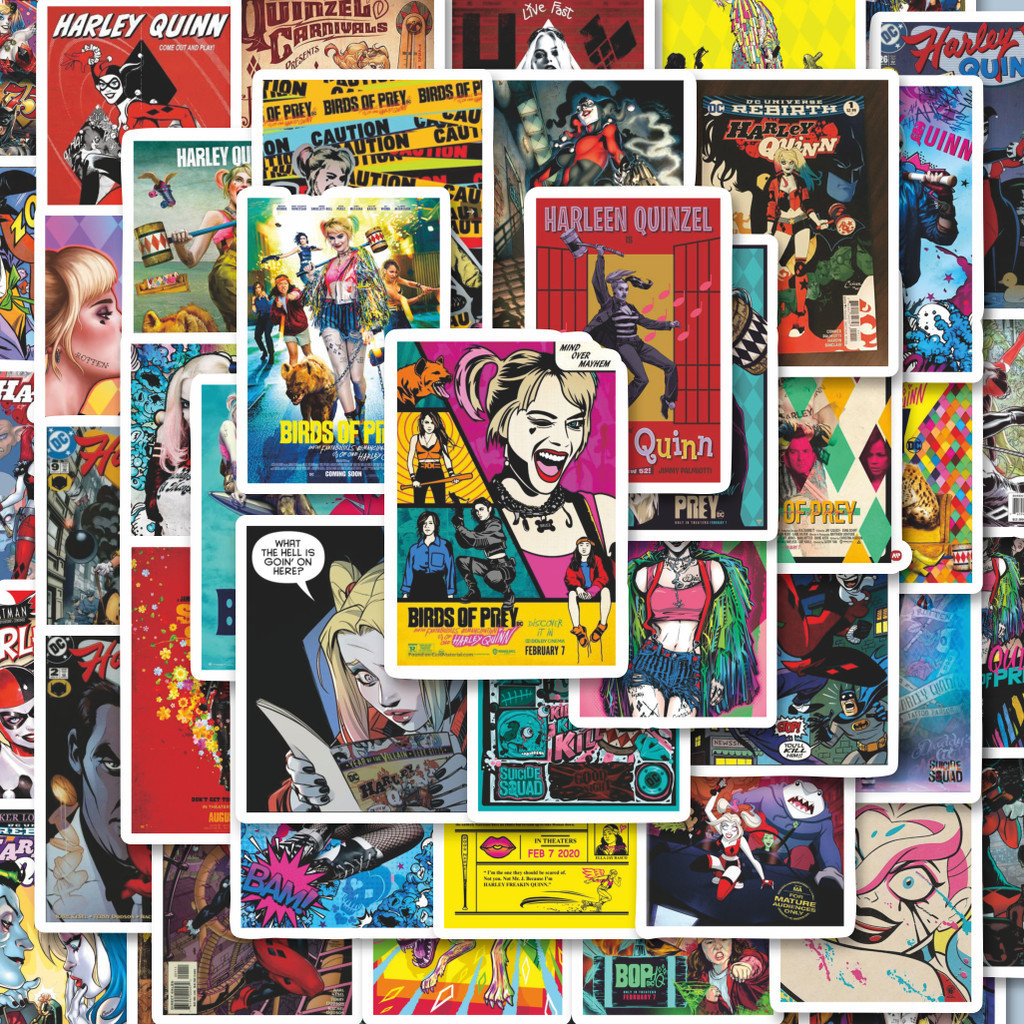 

100PCS Lucu Stiker Poster Cover Comic Prey Harley Quinn Vinta Stiker Aesthetic Stiker Anti Air Stikers Berperekat Waterproof sticker decal buat Motor Helm Buku Journal Koper Casing HP Laptop Botol Minum Hadiah anak