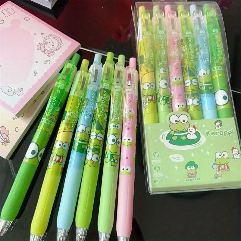 

6pcs MINISO Keroppi Gel Pen Cute Writing Pen Examination Pen Stationery Supplies