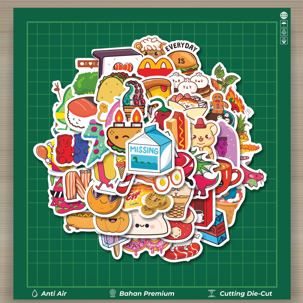 

HOT 50 PCS STIKER Stiker Kartun Food and Beverages [Makanan dan Minuman] Stiker Stiker Fashion Cars Decal Dingin Kartu Album Custom Vinyl Anti Air- Sticker Aesthetic Buku Journal Koper Casing HP Tablet Laptop Helm Motor Botol Minum