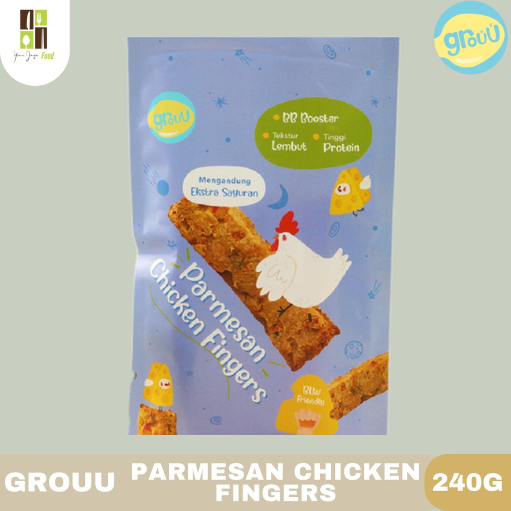 

Grouu Parmesan Chicken Fingers 240g / Ekstra Sayuran / Finger Food / Cemilan MPASI / Snack Anak / Bayi / 6+ Bulan