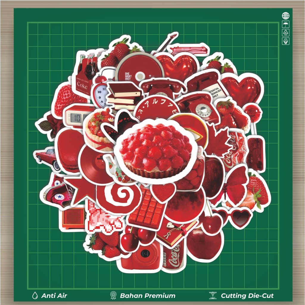 

HOT 50 PCS STIKER Stiker INS Style Red Dekorasi Lucu Kreatif untuk Notebook, Skateboard, HP