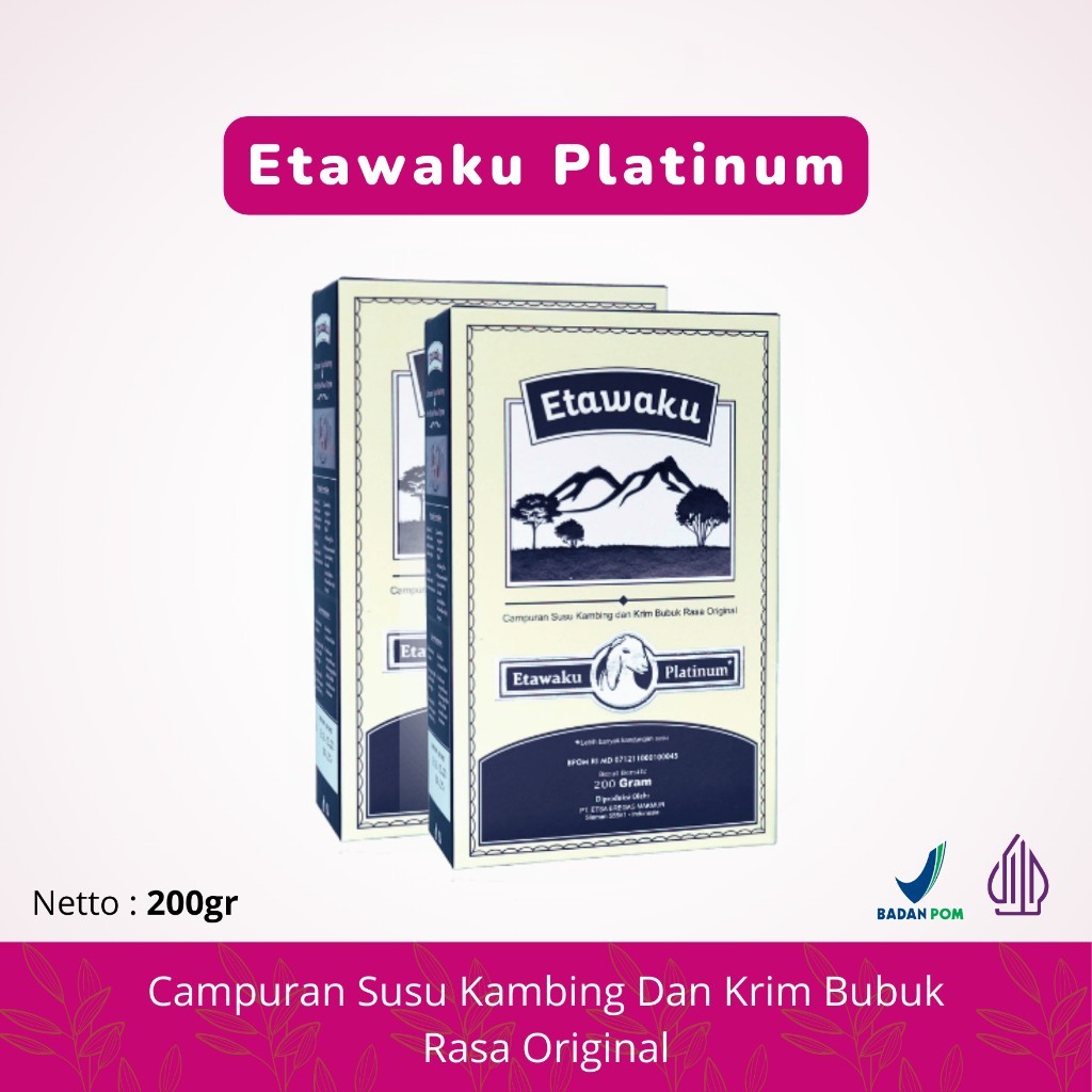 

PAKET 2 BOX ETAWAKU Platinum Susu Kambing Etawa Bubuk Murni Isi 200 Gram Original Bpom