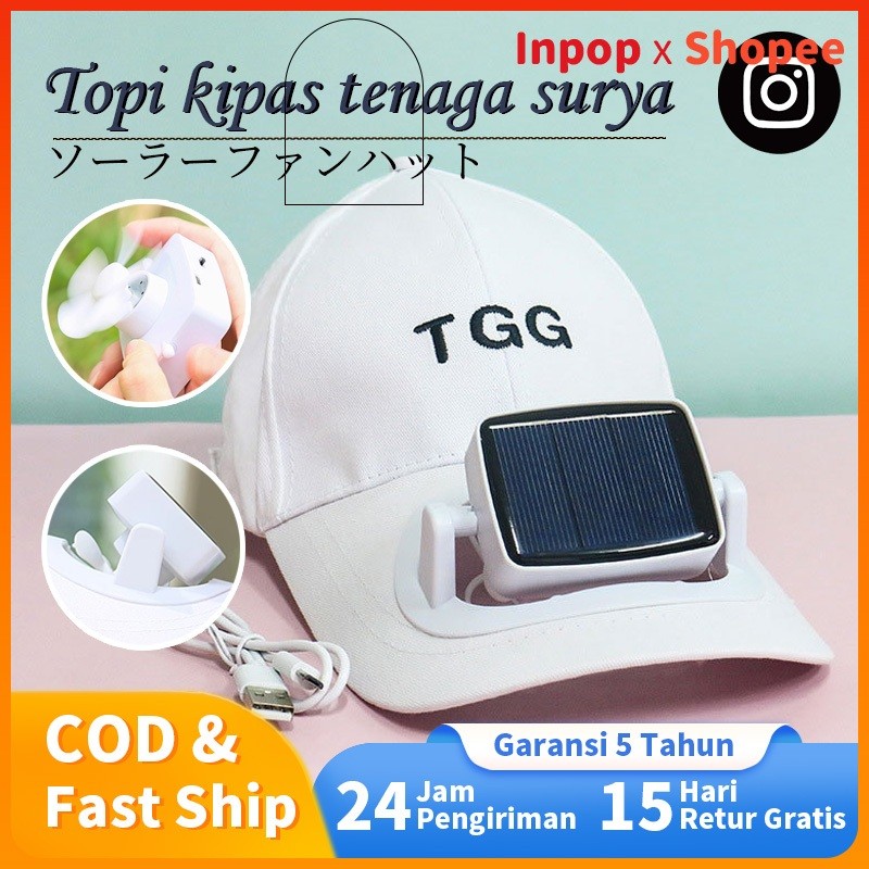 Topi dengan Kipas Angin, Tenaga Surya & USB Charger, Pelindung Matahari Multifungsi dengan Kipas Por