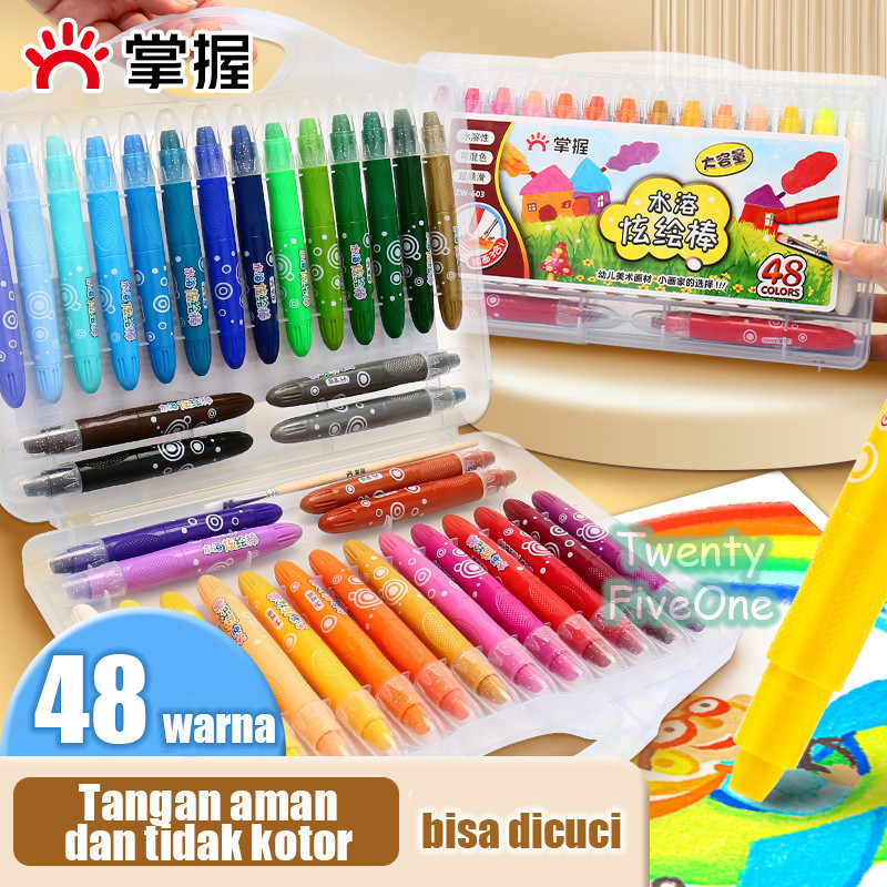 

NEW Grasp Sedang Crayon Original 12/24/36/48 Warna Water Soluable Crayon Krayon Mewarnai PREMIUM