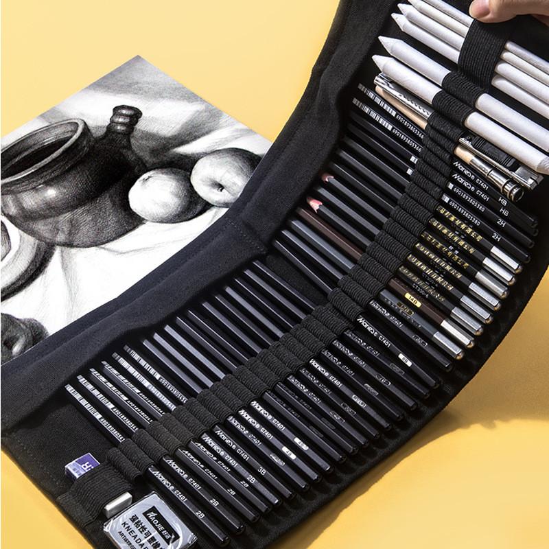 

16-65pcs Art Professional Sketching Pencil Set With Eraser 2H-14B Charcoal Pencils Extender Canvas Bag Storage Box Drawing Tools