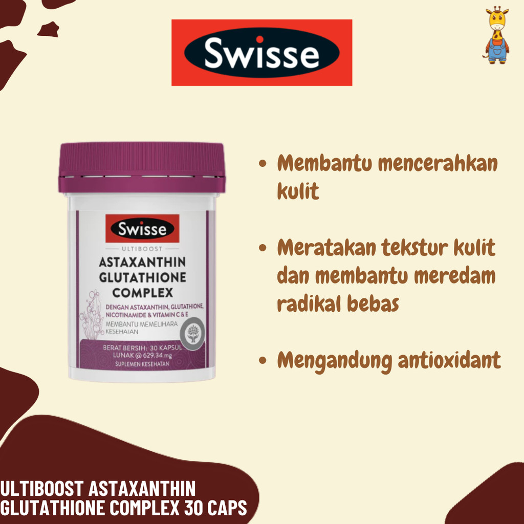 Swisse Ultiboost Astaxanthin Glutathione Complex 30 Caps - Multivitamin Kesehatan Vitamin C & E