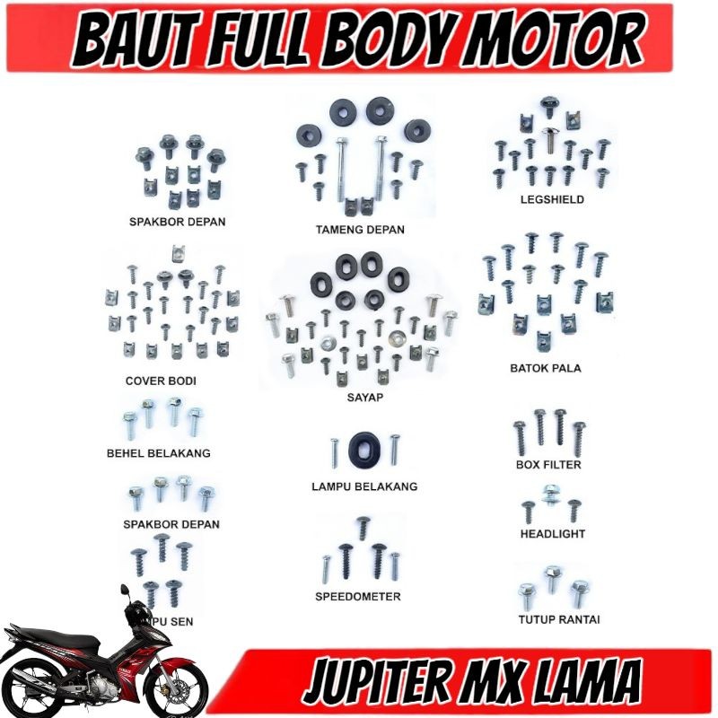 Baut Jupiter MX 135 old FullSet FullBody / Baud Yamaha Jupiter MX 135 lama Fullset / COD Baut Baud Y