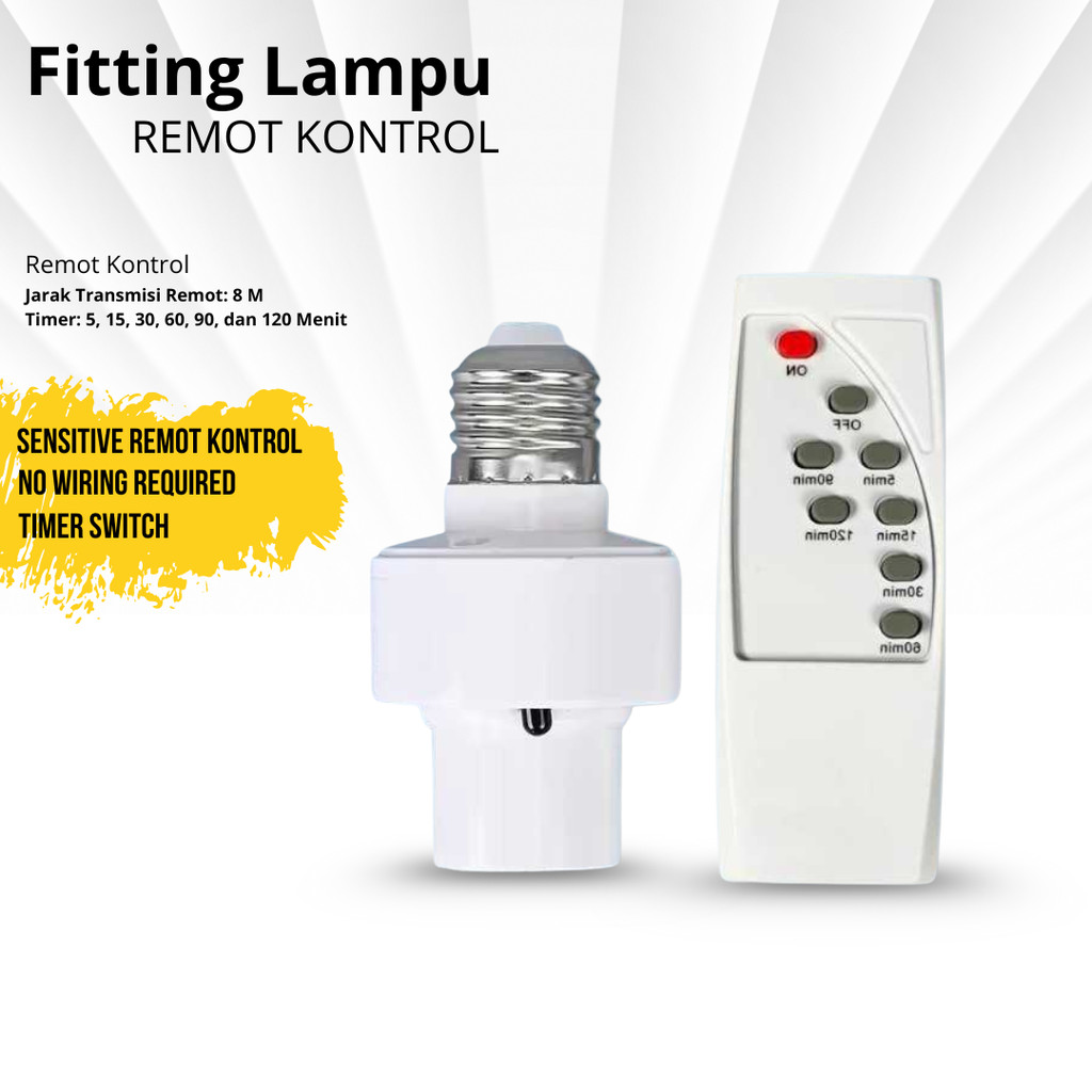 AMMTOO Fitting Lampu Bohlam E26 E27 dengan Remot Kontrol 40W