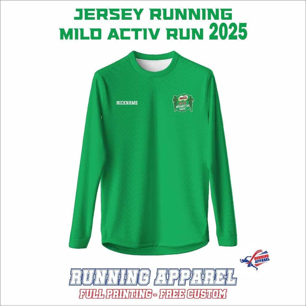 JARA JERSEY RUNNING MILO ACTIV RUN 2025, Free Custom Nama dan Nomor Punggung