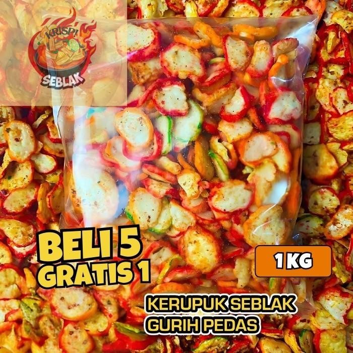 

Seblak krispi (COD) 1kg Krupuk Seblak Bantet Kering/ Kripik Seblak Pedas Mantap Kencur MIX PEDAS DAUN JERUK