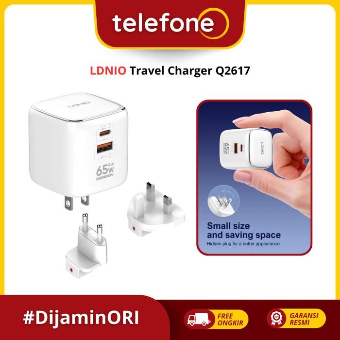 LDNIO Q2617 Original Travel Charger Adaptor 65Watt GaN PD+QC 3.0 Fast Charging - Q2617