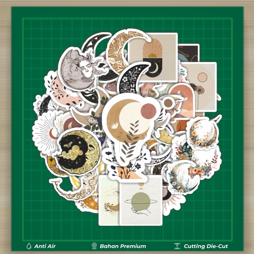 

HOT 50 PCS STIKER Stiker Moon/Bulan Aesthetic Stiker Fashion Cars Decal Dingin Kartu Album Custom Vinyl Anti Air- Sticker Aesthetic Buku Journal Koper Casing HP Tablet Laptop Helm Motor Botol Minum