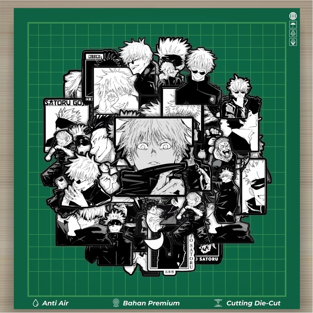 

HOT 50 PCS STIKER Stiker Anime Jujutsu Kaisen Black & White Stiker Fashion Cars Decal Dingin Kartu Album Custom Vinyl Anti Air- Sticker Aesthetic Buku Journal Koper Casing HP Tablet Laptop Helm Motor Botol Minum