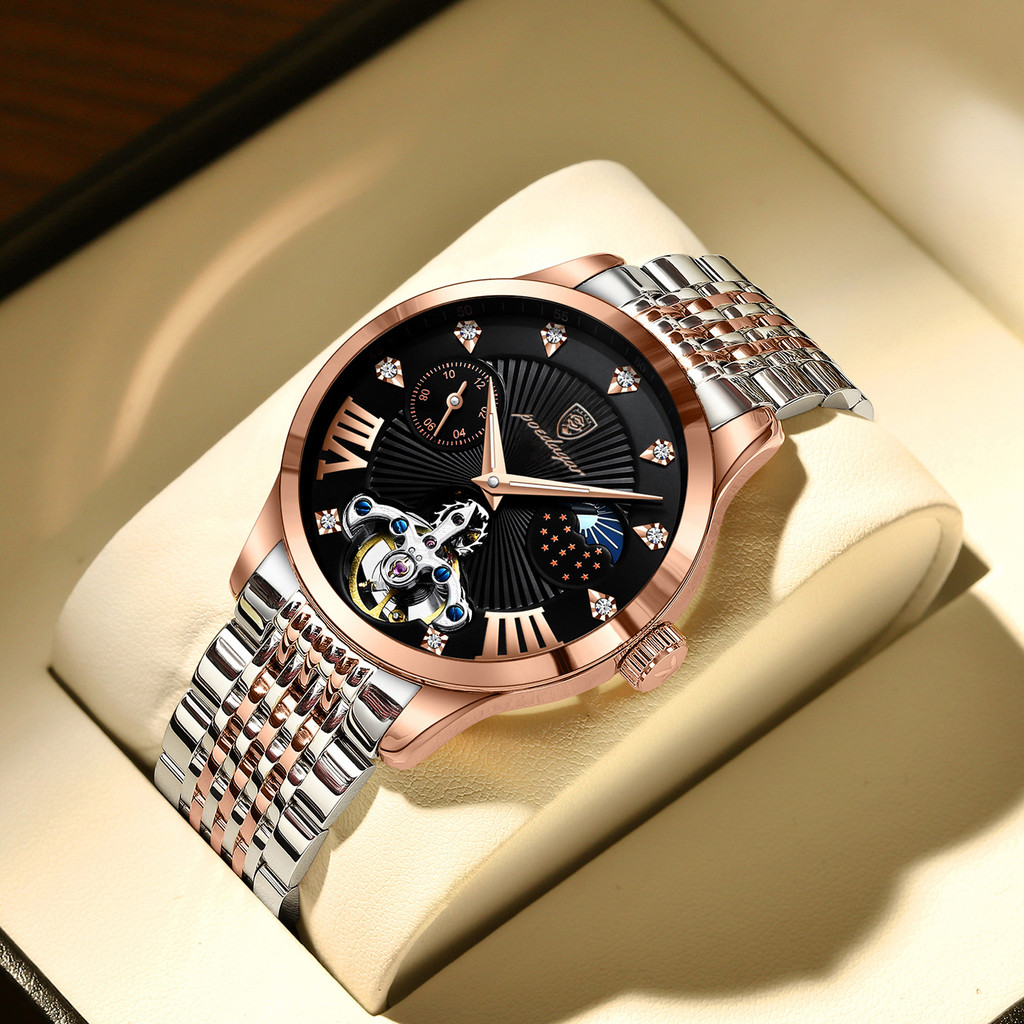 

Jam tangan pria merek Swiss tahan air bercahaya dengan kalender model ultra-tipis