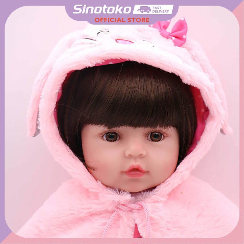NPK 48 CM Reborn Baby Doll Toddler Real Soft Touch Maddie with Hand-Drawing Hair Silikon Boneka Rebo
