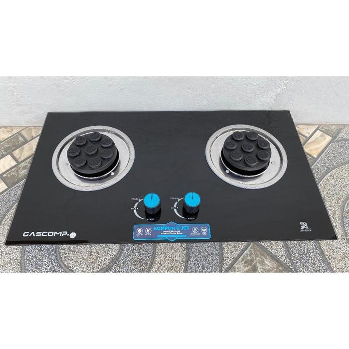 GASCOMP Kompor Tanam Kaca 8 JET Kompor Gas 2 Tungku 8 JET Spesial Kompor Tanam Burner Lebih Hemat Ga