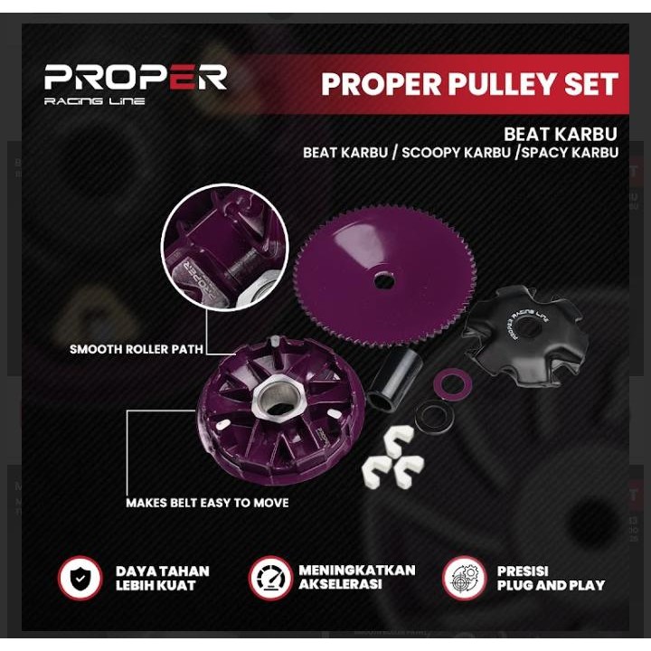 PULLEY SET PROPER BEAT KARBU KVY SCOOPY KARBU SPACY KARBU BIG PULLEY PROPER RACING LINE ORIGINAL PUL