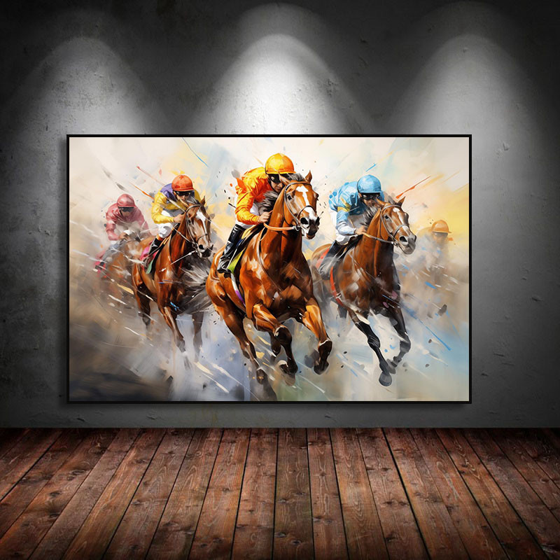 

Horse Racing Poster Horseback Riding Canvas Painting Print, Horseman Gift, for Living Room Home Decoration Cuadros