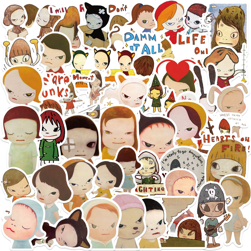 

50PCS Yoshitomo Nara Cartoon Stickers for Kids DIY Stationery Guitar Bicycle Waterproof Cute Decoration Sticker Packs