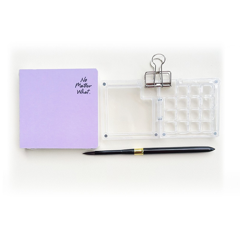 

Travel Watercolor Set - 100mm Cotton Blend Sketchbook for Multi-Media + Empty Pans & Squirrel Brushes for Artists Art Supplies