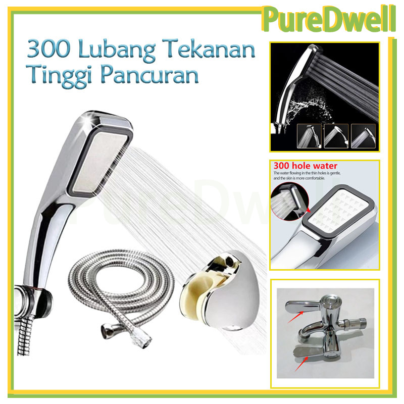 Shower Kepala Mandi 300 Lubang/Paket Komplit Kran Shower Mandi/3 In 1 Kepala Shower Set Shower/Kran 